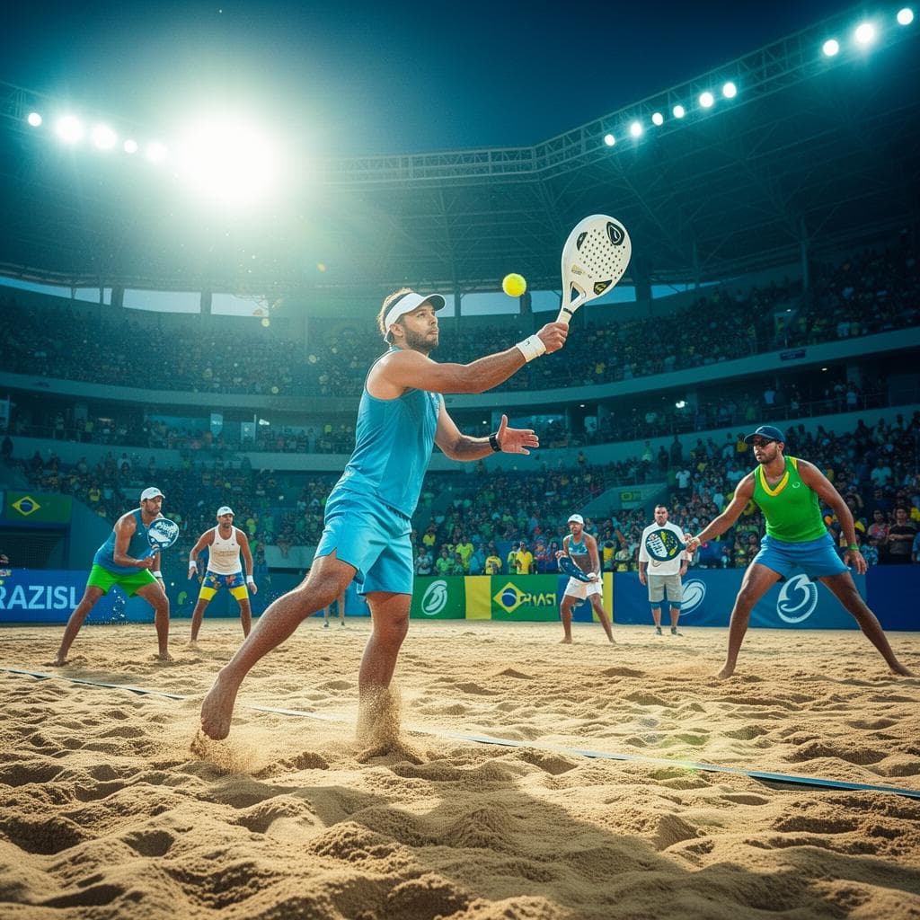 Atletas jogando Beach Tennis
